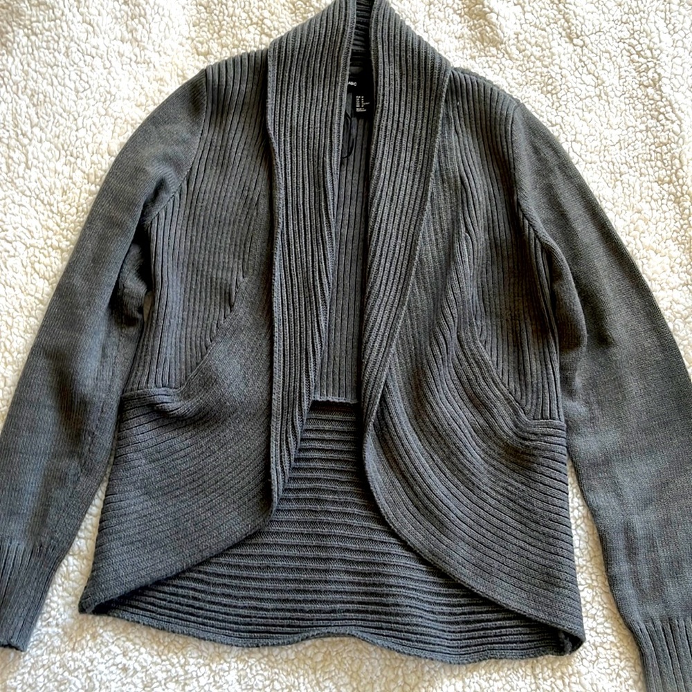 H&M Medium Dark Gray Ribbed Cardigan Sweater - Picture 1 of 5